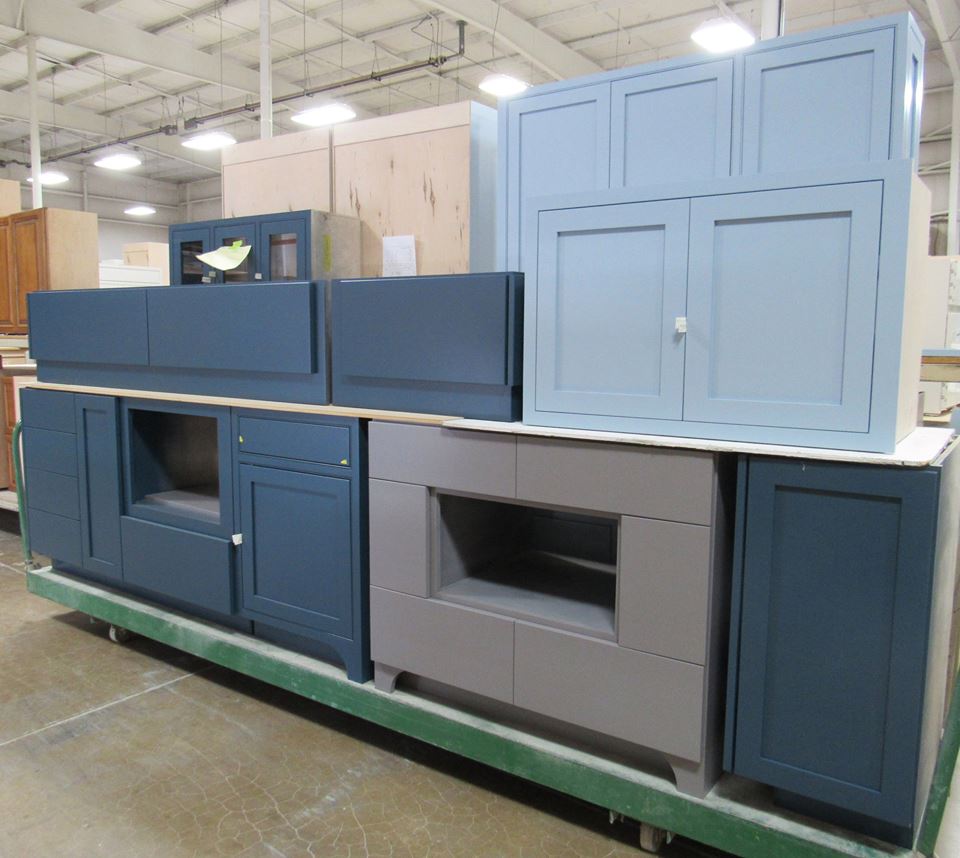 blue and grey bright kitchen cabinet colors at kountry kraft cabinetry