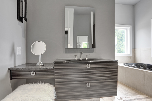 Floating Bathroom Vanity Floating bathroom vanity with multiple counter heights