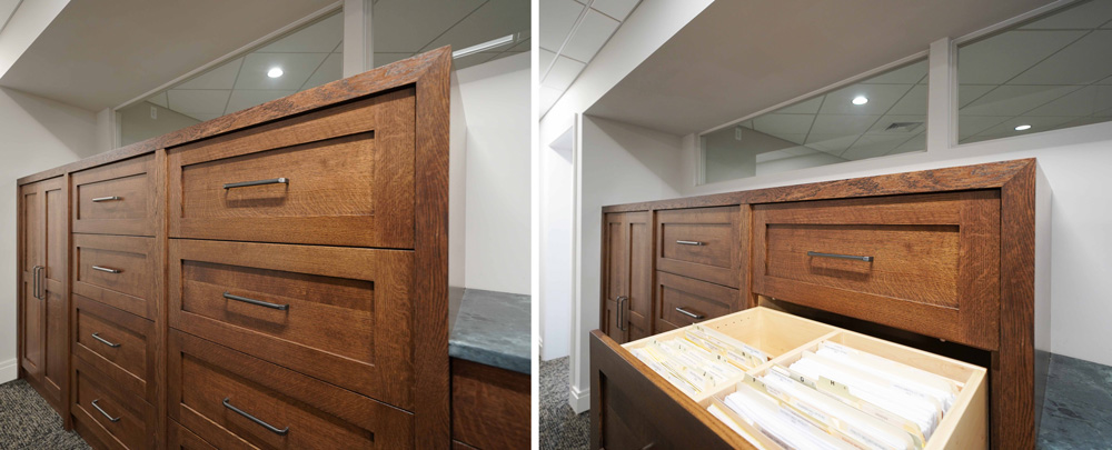 Double Wide Office Drawers with Built-in Filing Cabinets