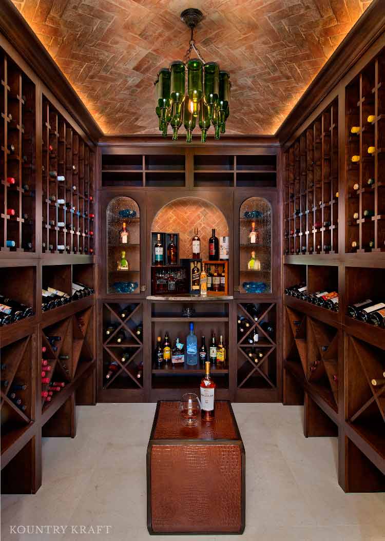 Custom Home Bar with Cabinets to Display a Wine Collection large custom home bar to display the clients exquisite wine and spirits collection